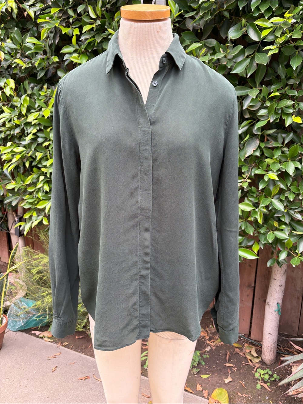 & Other Stories Olive Green Button-Up Blouse